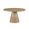 Delphine 5 Piece Round Oak Finish 52" Dining Table Set with Gray Chairs