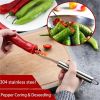 2pcs Pepper Corer; Stainless Steel Fruit Corer; Vegetable Corer; Corer With Serrated Slices And Handle; For Jalapeno