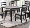 Natural Simple Wooden Table Top 7pc Dining Set Dining Room Furniture Ladder back Side Chairs Cushion Seat light 2-Tone Sand Fabric.