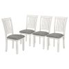 TREXM 7-Piece Dining Table Set Wood Dining Table and 6 Upholstered Chairs with Shaped Legs for Dining Room/Living Room Furniture (Gray+White)