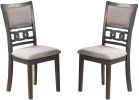 Contemporary Dining 5pc Set Round Table w 4x Side Chairs Grey Finish Rubberwood Unique Design