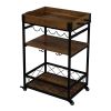 Bar Serving Cart Home Mobile Kitchen Serving cart; Industrial Vintage Style Wood Metal Serving Trolley