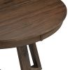 TREXM 5-Piece Retro Functional Dining Set, Round Table with a 16"W Leaf and 4 Upholstered Chairs for Dining Room and Living Room (Walnut)