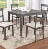 Classic Stylish Gray Natural Finish 5pc Dining Set Kitchen Dinette Wooden Top Table and Chairs Cushions Seats Ladder Back Chair Dining Room