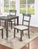 Classic Stylish Gray Natural Finish 5pc Dining Set Kitchen Dinette Wooden Top Table and Chairs Cushions Seats Ladder Back Chair Dining Room