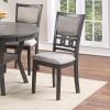 Contemporary Dining 5pc Set Round Table w 4x Side Chairs Grey Finish Rubberwood Unique Design