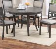 Contemporary Dining 5pc Set Round Table w 4x Side Chairs Grey Finish Rubberwood Unique Design