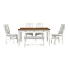 TOPMAX Mid-Century 6-Piece Wood Dining Table Set, Kitchen Table Set with Drawer, Upholstered Chairs and Bench, Butter Milk