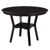 TREXM 5-Piece Kitchen Dining Table Set Round Table with Bottom Shelf, 4 Upholstered Chairs for Dining Room(Espresso)