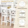 TOPMAX 60"Lx30"W Solid Wood Farmhouse Counter Height Dining Table Set with 3-Tier Storage Shelves, Upholstered Dining Chairs for 4, 5-Piece, White