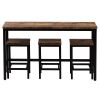 TOPMAX Counter Height Extra Long Dining Table Set with 3 Stools Pub Kitchen Set Side Table with Footrest,Brown