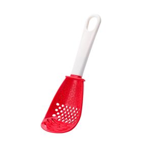 New Multifunctional Kitchen Cooking Spoon Heat-resistant Hanging Hole Innovative Potato Garlic Press Colander Flour Sifter (Color: Black*2+Red*2)