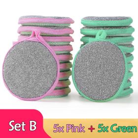 5/10pcs; Double Side Dishwashing Sponge Pan Pot Dish Wash Sponges Household Cleaning Tools Kitchen Tableware Dish Washing Brush (Color: 5Pcs Green)