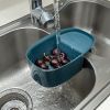 2pcs Creative Kitchen Saddle Type Drain Basket Sink Kitchen Waste Drain Hanging Basket Pool Vegetable Drain Rack Storage Rack Blue